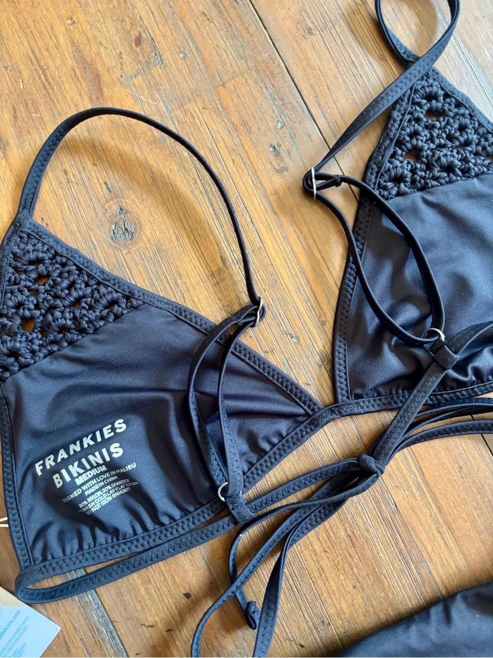NWT Frankie’s bikinis black crochet Tanner bikini set